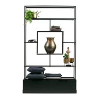Product photograph of Fons Black Shelving Unit With Drawers By Woood from Cuckooland