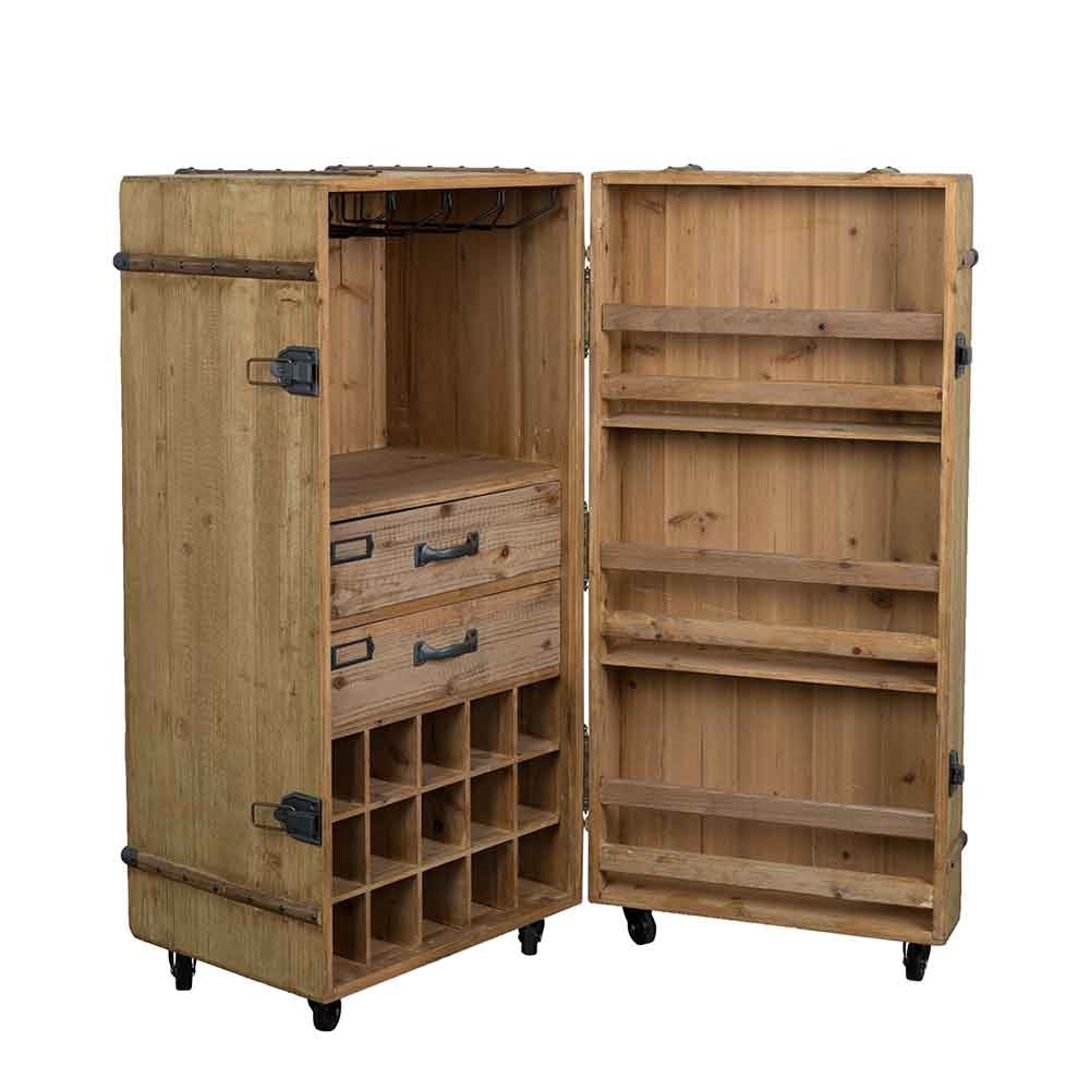 Solid Wood Mobile Drinks Cabinet With Glasses Rack Cabinets Drawers