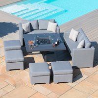 Maze Rattan Fuzion Cube Sofa Set with Fire Pit and Free Winter Cover 