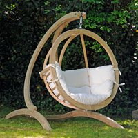 Product photograph of Globo Garden Hanging Chair Stand In Natura Cream from Cuckooland