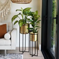 Spencer Indoor/Outdoor Planter in Gold & Black 