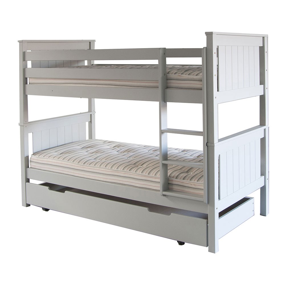 Classic Beech Bunk Bed With Trundle, Bunk Beds With Trundle And Storage