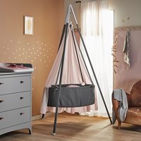 Product photograph of Leander Hanging Baby Cradle With Stand Mattress - White from Cuckooland