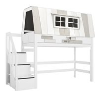 Product photograph of Lifetime Adventure Hangout Low Loft Bed With Steps - Lifetime Whitewash from Cuckooland