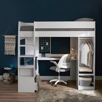 Harry High Sleeper Bed with Desk, Wardrobe and Storage