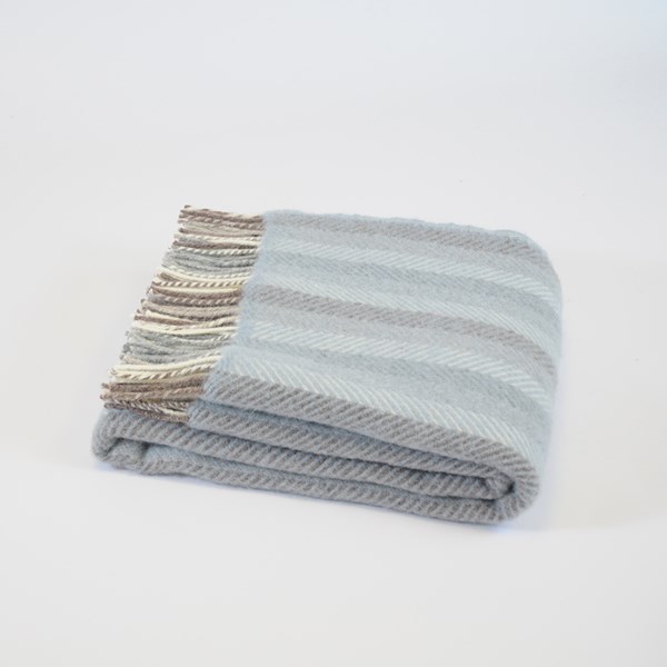 Tweedmill Pure New Wool Throw In Blue Stripe - Tweedmill | Cuckooland