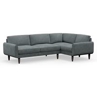 Hutch Rise Velvet 5 Seater Slim Corner Sofa with Round Arms 