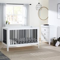Product photograph of Ickle Bubba Tenby Classic Cot Bed And Changing Unit - Mono from Cuckooland