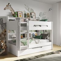 Product photograph of Flair Interstellar White Bunk Bed With Trundle Drawer Shelving from Cuckooland