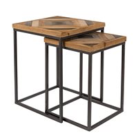 Joy Set of 2 Side Tables in Herringbone Design
