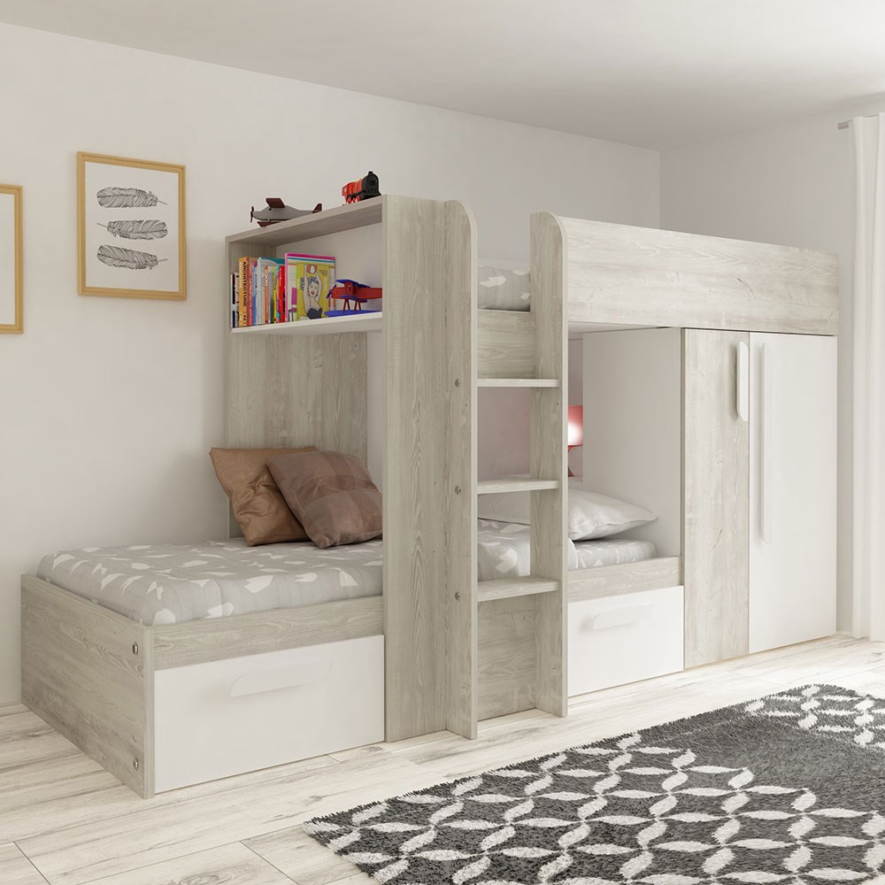 Trasman Barca Bunk Bed With Wardrobe, Bunk Bed With Shelves