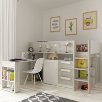 Product photograph of Trasman Girona Mid Sleeper Cabin Bed With Desk And Drawers - Pink from Cuckooland