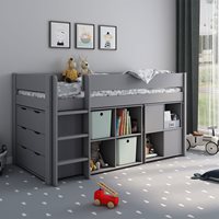 Product photograph of Estella Mid Sleeper With Desk Storage Cube Drawers from Cuckooland