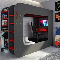 Product photograph of Trasman Pod Solo 2 Gaming High Sleeper With Chair Bed 90x200cm from Cuckooland