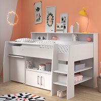 Product photograph of Parisot Kids Swan Mid Sleeper With Desk Storage Cupboard And Shelving from Cuckooland