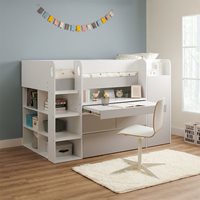 Product photograph of Bailey Kids Cabin Bed With Pull Out Desk Wardrobe And Storage Shelves from Cuckooland