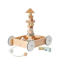 Kids Concept Wooden Wagon with Building Blocks