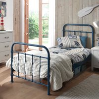 Product photograph of Vipack New York Metal Kids Bed In Blue from Cuckooland