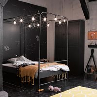 Black Metal Small Double Four Poster Bed by Woood