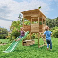 Product photograph of Tp Toys Treetops Wooden Playhouse With Slide from Cuckooland