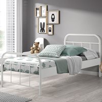 Product photograph of Vipack Boston Metal Kids Single Bed In White from Cuckooland