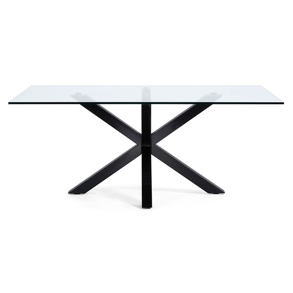 Arya Glass Dining Table With Cross Legs In Black - La Forma | Cuckooland