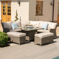 Product photograph of Maze Rattan Winchester Royal Corner Sofa And Bench Set With Fire Pit from Cuckooland