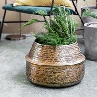 Product photograph of House Doctor Rattan Brass Planter from Cuckooland