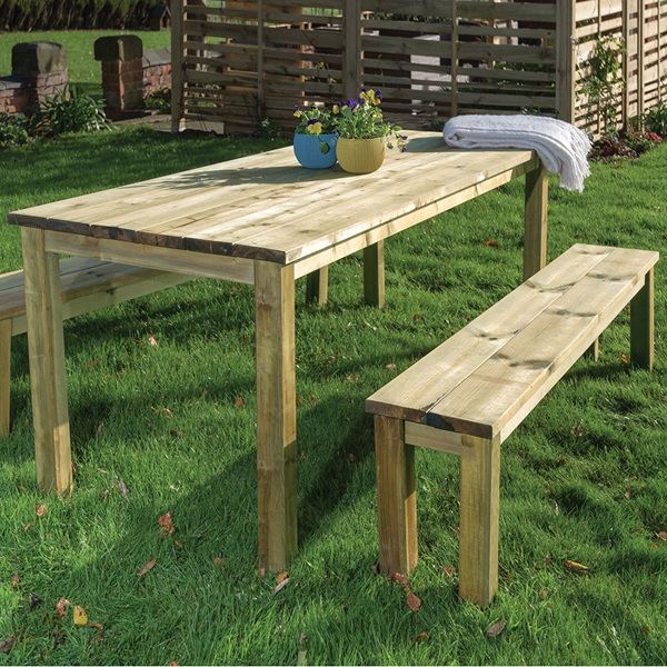  GRANGE ESSENTIAL GARDEN TABLE AND BENCHES SET