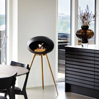 Product photograph of Le Feu Ground Rose Gold Edition Bio Ethanol Fireplace In Black - Black Base Rose Gold Legs from Cuckooland