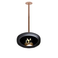 Product photograph of Le Feu Sky Rose Gold Edition Bio Ethanol Fireplace In Black - 140cm Hanging Pole from Cuckooland