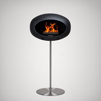 Product photograph of Le Feu Ground Steel Bio Ethanol Fireplace In Black - Silver Base Silver Pole from Cuckooland