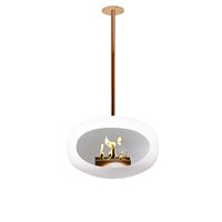 Product photograph of Le Feu Sky Rose Gold Edition Bio Ethanol Fireplace In White - 120cm Hanging Pole from Cuckooland