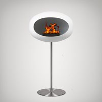 Product photograph of Le Feu Ground Steel Bio Ethanol Fireplace In White - Silver Base Silver Pole from Cuckooland