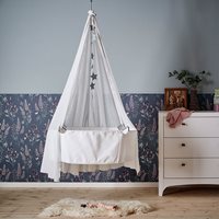 Product photograph of Leander Hanging Baby Cradle With Hook Mattress - White from Cuckooland