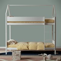 Product photograph of Lily Kids Solid Wood Detachable House Bunk Bed With Optional Storage Drawers from Cuckooland