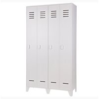Woood Locker Style Solid Pine 2 Door Cabinet in White (FSC