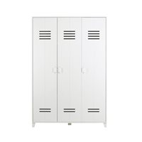 Product photograph of Woood Kids Locker Style 3 Door Wardrobe In White Pine from Cuckooland