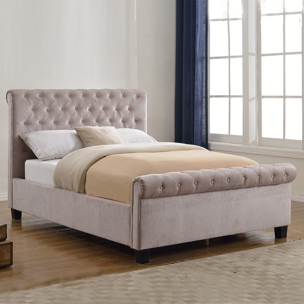 Lola Upholstered Bed In Mink By Flair Furnishings - Flair Furniture ...