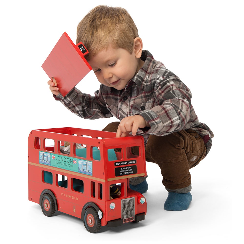  LE TOY VAN BUDKINS WOODEN LONDON BUS with Driver