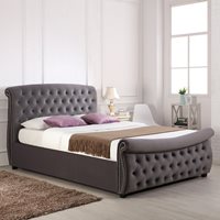 Product photograph of Lucinda Upholstered Side Ottoman Bed In Silver By Flair Furnishings from Cuckooland