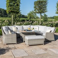 Product photograph of Maze Rattan Oxford Royal U Shaped Rattan Sofa Set - With Fire Pit Table from Cuckooland