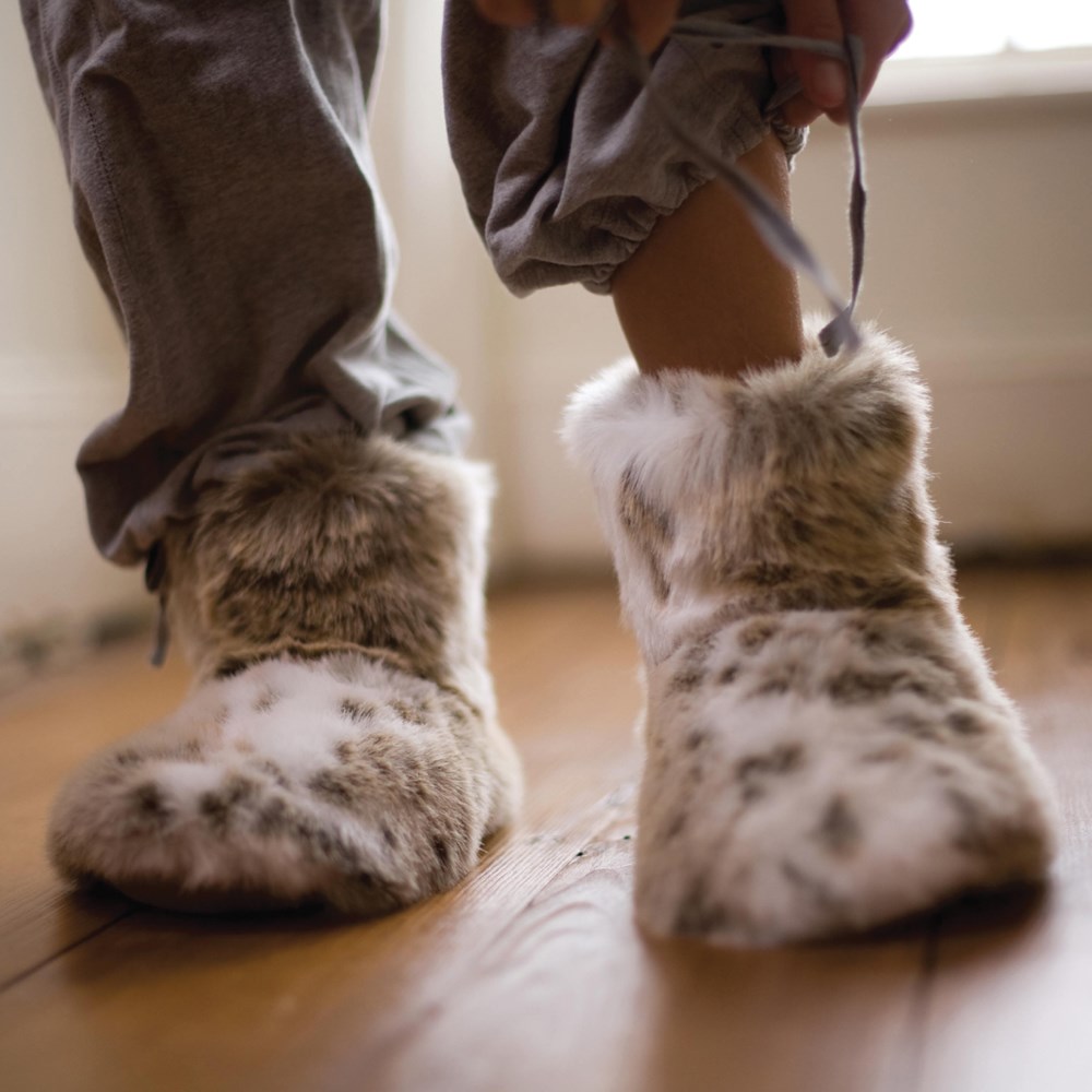 Faux Fur Slipper Boots In Lynx - Helen Moore | Cuckooland