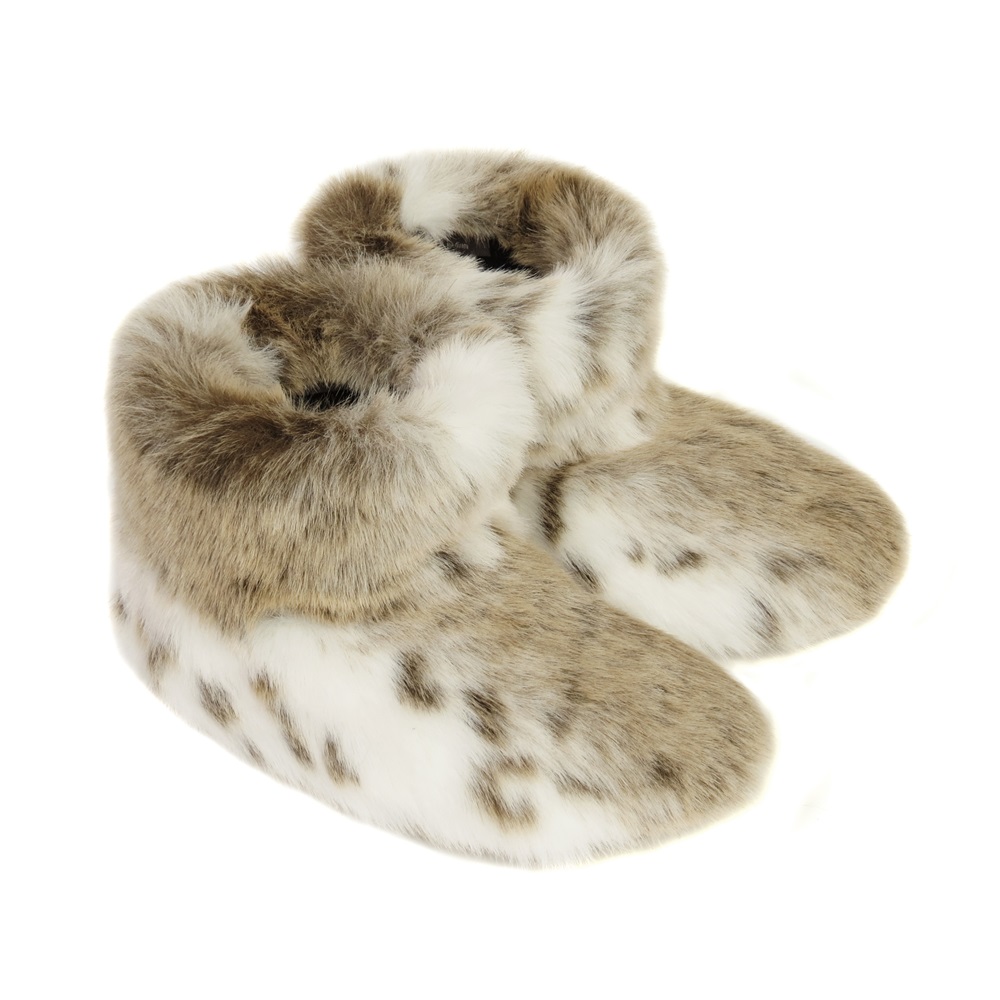 Faux Fur Slipper Boots in Lynx - Winter Fashion | Cuckooland