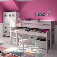 Product photograph of Mathy By Bols Dominique Mid Sleeper Bed With Desk Drawers - Mathy Pearl Grey from Cuckooland