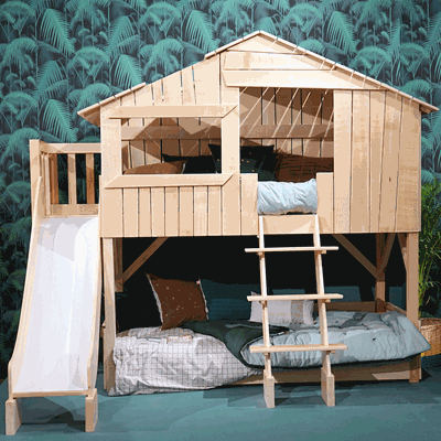 tree house bunk bed with slide