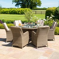 Product photograph of Maze Rattan Winchester - Venice 6 Seat Round Rattan Fire Pit Dining Set - With Lazy Susan from Cuckooland
