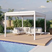 Product photograph of Maze Rattan 3m X 3m Pergola - 4 Drop Sides Led Lighting - White from Cuckooland
