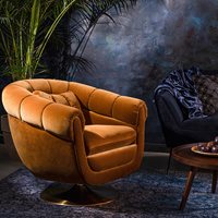 Product photograph of Dutchbone Member Velvet Lounge Chair With Swivel Base - Olive from Cuckooland