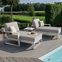 Product photograph of Maze Rattan Amalfi Aluminium Double Sunlounger - With Side Table from Cuckooland